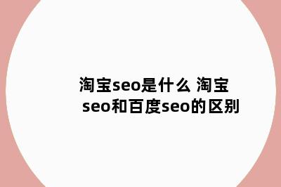 淘宝seo是什么 淘宝seo和百度seo的区别